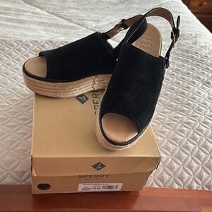 Sperry Black Espadrille Shoes with Slingback